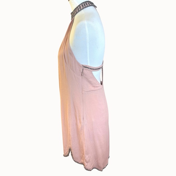 NBD Revolve Lourdes Beaded Halter Party Mini Dress Misty Rose Blush Pink Small - Picture 4 of 9